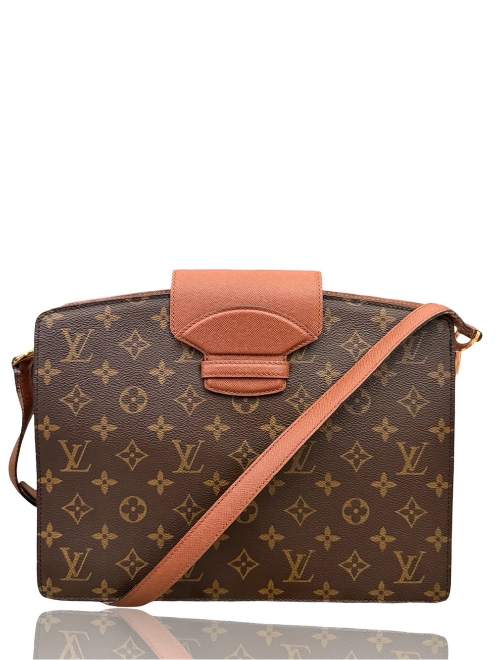 Louis Vuitton Monogram Crossbody Bag Brown Leather Trim Monogram Courcelles - Picture 3 of 17